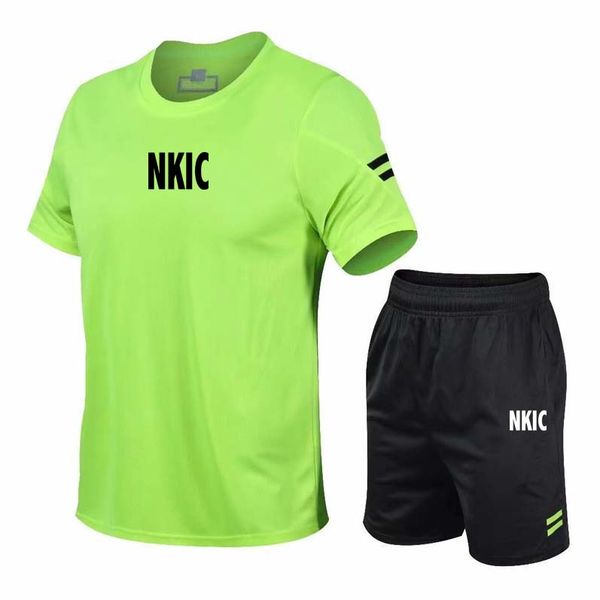 

men's Brand clothing fashion breathable fitness basketball sports Quick drying suit sleeveless Green Black T shirt jogging shorts two-piece sets, White