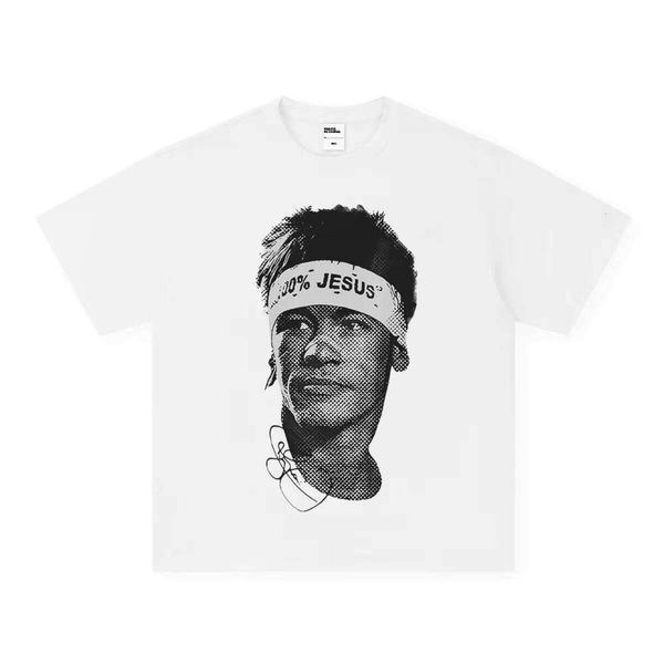 

High-Quality Oversized Letter Print 100% Cotton T-Shirt O-Neck Short Sleeve Casual Loose Fit Manufactured Clothing, Solid white long-sleeve (small neckline)