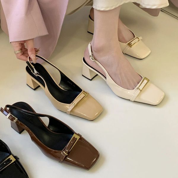 

Designer Shoe Women High Heel Fashion Hollow Design Gentle Style Vintage Versatile Leather Shoes Triple Black Beige Apricot Free Shipping