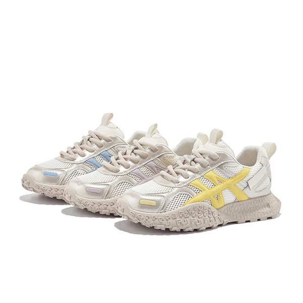 

genuine leather dad shoes for women in summer 2025 breathable mesh forrest gump shoes for women thicksoled sports shoes versatile shoes, Blue