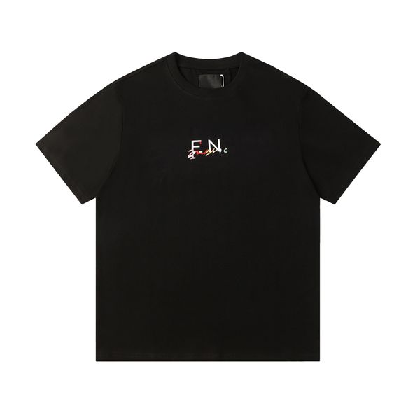 

Men's T-Shirts Designer Classic Embroidered Small Label Male and Female Couple Loose Hooded Short sleeved T-shirt, Black