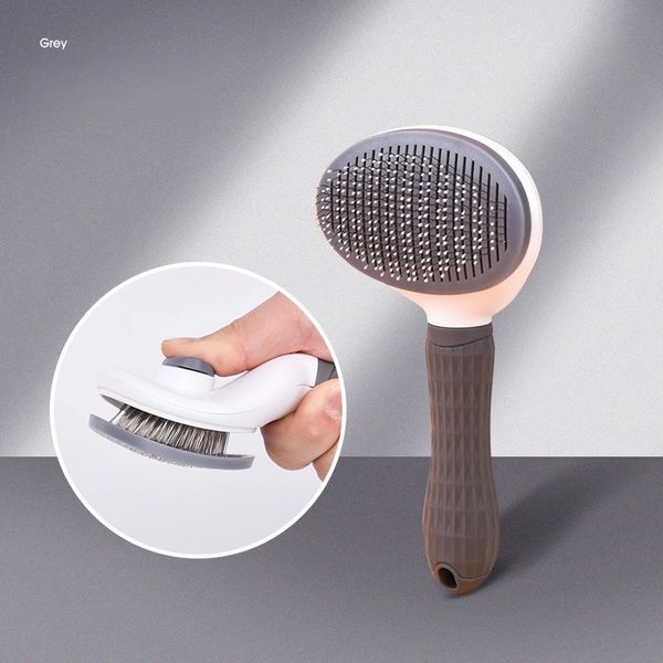 

Self-Cleaning Pet Hair Removal Comb for Cats & Dogs - Gentle Grooming Deshedding Brush with Easy Clean Button