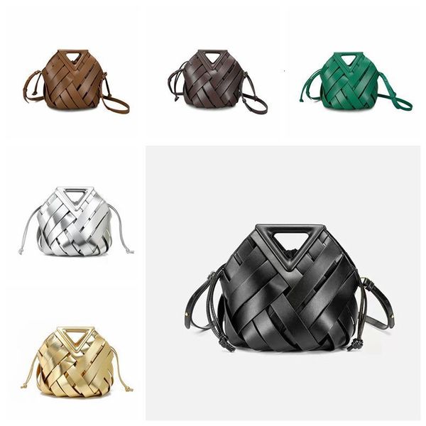Luxury Bucket Bag Designer Shoulder Bag New Style Fashion Women Handbag With Triangular Magnetic Clasp Woven Hollowed-out Bags Single-shoulder Crossbody Bag