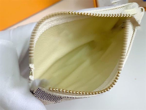 

Designer Women's Metal Zipper Storage Credit Card Clip Coin Keybag Wallet Keychain Bag with Box Mini High Quality Classic, B62650#coffee grid