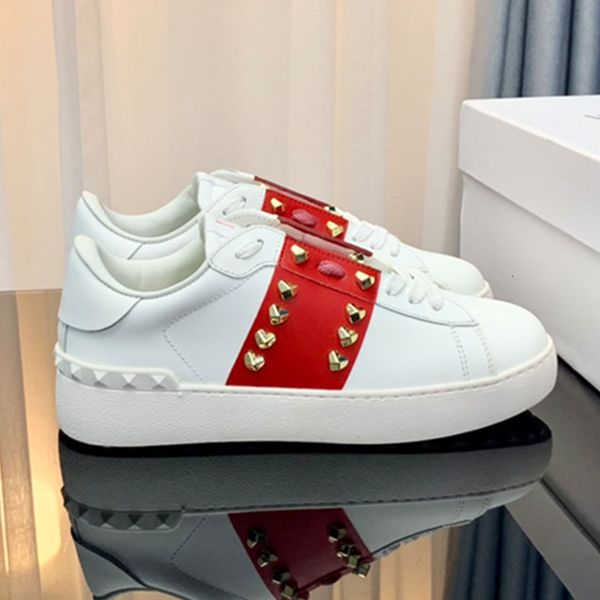 Designer Shoes 2025 New Brand Casual Sneakers Rivet White Shoes Genuine Leather Fashion Trend Couple Board Shoes Color Block Free Shipping