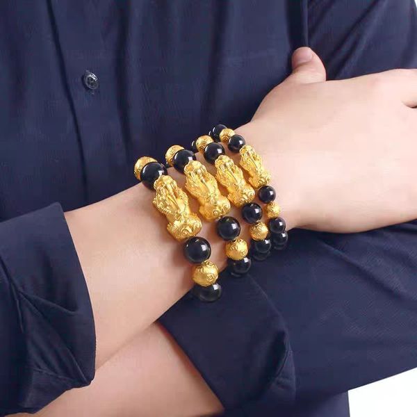 

Feng Shui Obisidian Stone Beads Bracelet Designer Men Women Jewelry Wristband Gold Pixiu Charm Bracelet Wealth and Good Luck Bijoux Luxe Gift
