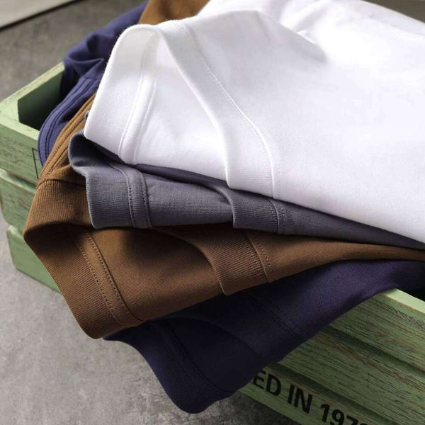 

Solid Color 260g 100% Cotton Summer New Short Sleeve Casual Loose T-Shirt, Khaki color