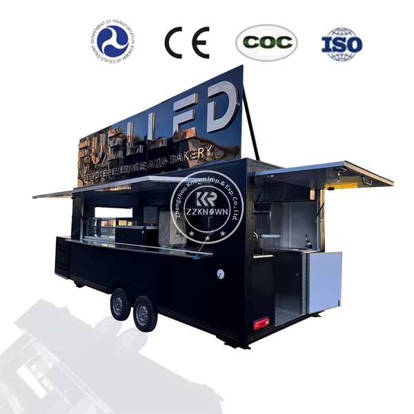 

Street Fast Food Truck Trailer With Full Kitchen Equipments Ice Cream Coffee Kiosk Snack Pizza Cart Mobile Catering Food Truck