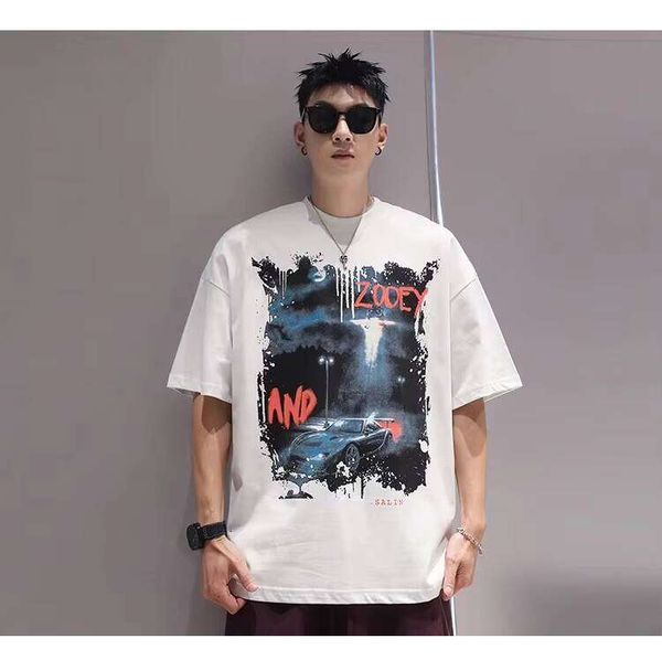 

240g Printed Letter New Summer Series Short Sleeve Fashion Crew Neck Men's T-Shirt, Black