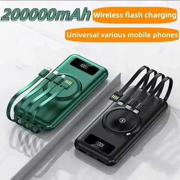 

Mobile power bank 200000 mAh tra fast charging four in one suitable for iPhone 15 14 13 external battery new mobile power bank