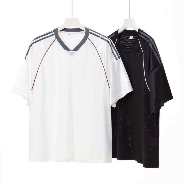 

240g Clothing 100% Polyester Fiber Summer Short Sleeve Fashion V-neck New Men' T-shirt, Black