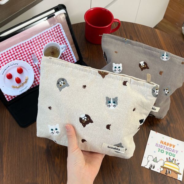 A432-color simple corduroy cosmetic bag travel portable carry-on clutch bag with zipper toiletries storage bag