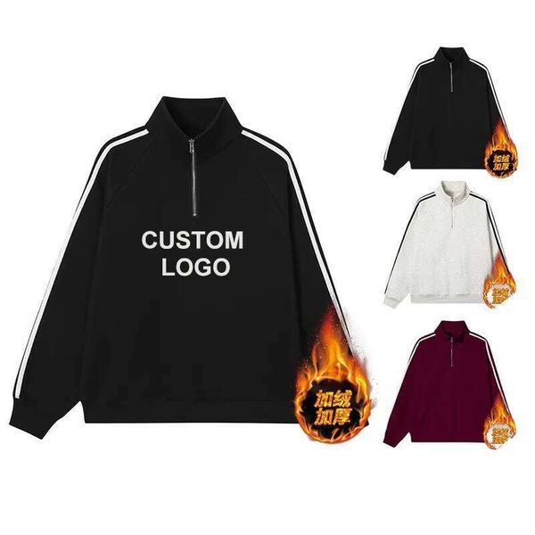 

Custom Women's Oversized Vintage Fleece Hoodie Organic Cotton Long Sleeve Quarter Zip Sweatshirt Color Block design for Winter, #1