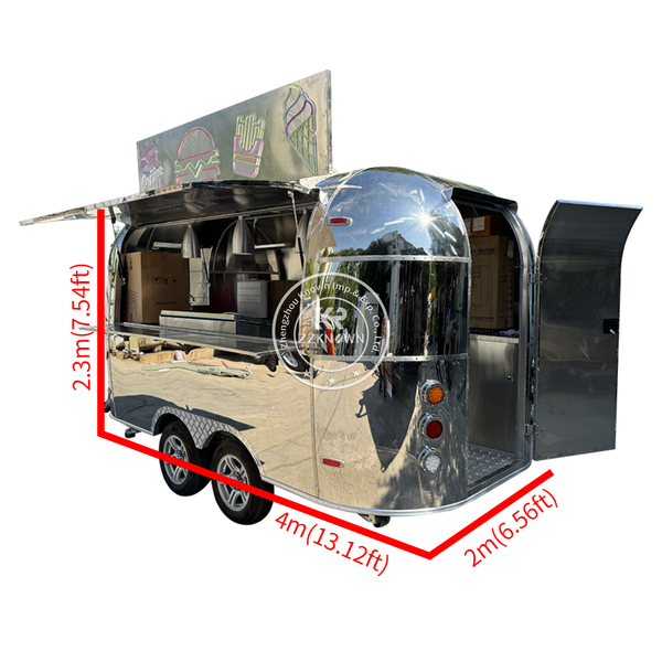 

OEM Mobile Stainless Steel Food Truck Trailer Outdoor Restaurant Mobile Kitchen Food Trailer Cart Support Customization Fast Ice Cream Vending Van