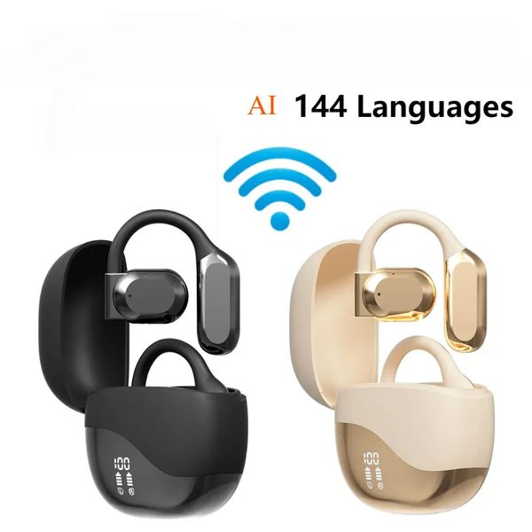 

Open earphone Bluetooth translation earphone 144 languages AI real-time translation earphone intelligent voice translator, Pink