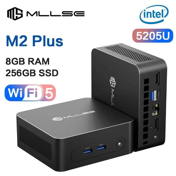 MLLSE M2 Plus Mini PC Intel Celeron 5205U Processor 8GB RAM 256GB ROM WiFi 5 BT4.2 Windows 11 Pro Desktop Computer