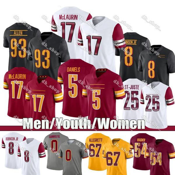 17 Terry McLaurin Commanders Jerseys #5 Jayden Daniels Brian Robinson Jr. Luke McCaffrey Nick Allegretti #25 St-Juste #93 Jonathan Allen #0 Sainristil Football Jerseys