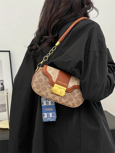 

Designer Bag Free Shipping 2025 Fashion High-end Texture Printed Saddle Bag Single Shoulder Crossbody Bag for Women, Color 4