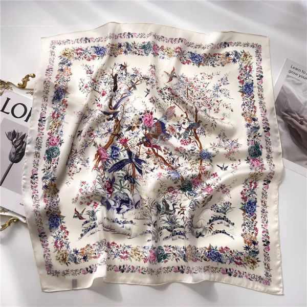 

Simple Designer 70x70cm Geometry Stripe Silk Scarf for Women Fashion Headband Shoulder Tote Bag Ribbon Wraps