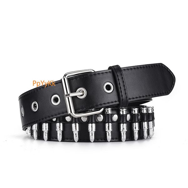 

2025 Luxury Premium American Streetwear Belts Punk Bullet Stud Inlaid Metal Women's Trendy Y2K Statement Waistband Designer belts, Black