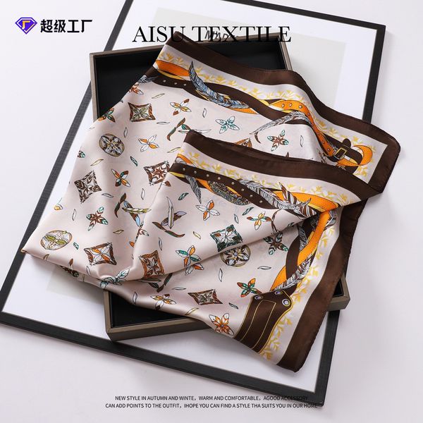 

Silk Square Scarf 70cm Vintage 3D Letter Print Women New Professional Neck Scarf Satin Scarf Wholesale designer scarf scarf women luxury 100 Silk scarf