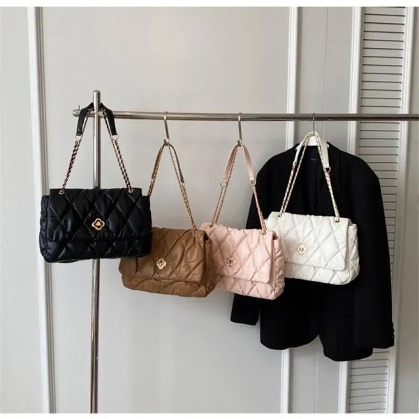 

Hot Selling Shoulder Bags New Casual Handbag Fashionable Floral Black White Pink Flap for Women, Color2