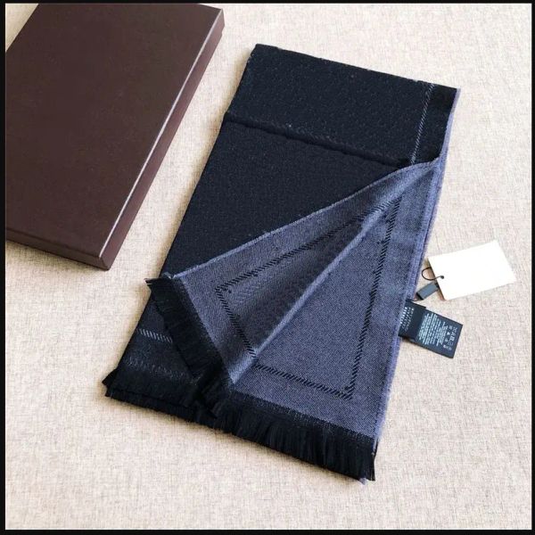

Fashion mens designer scarf 1 cashmere jacquard womens scarves Double-sided color-blocking fringed edges Size 180cmX48cm with gift