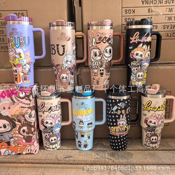 

High quality labubu cup 40oz Stainless Steel Vacuum Insulated Tumbler with Leak-Proof Lid Handle & Straw - Cute Travel Mug for Car Camping Gym, Random
