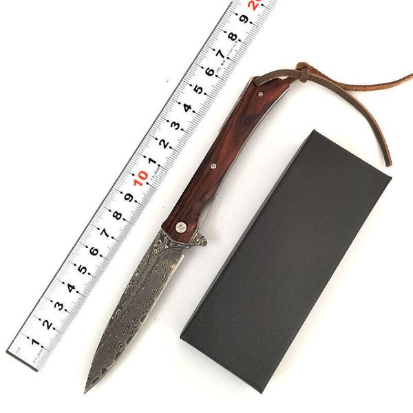 Hot Selling Damascus Outdoor Folding Portable Survival Tactical Camping Fruit Knife High Hardness Sharp