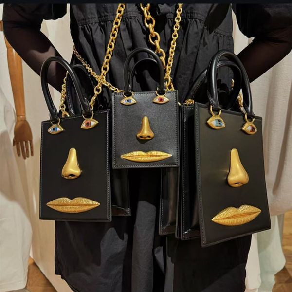 Schiaparelli bags ANATOMY JEWELRY BAG luxury designer face bag women Totes Bags Check Velour Thread Purse Solid Hasp Waist Square Stripes Women Luxury Handbags