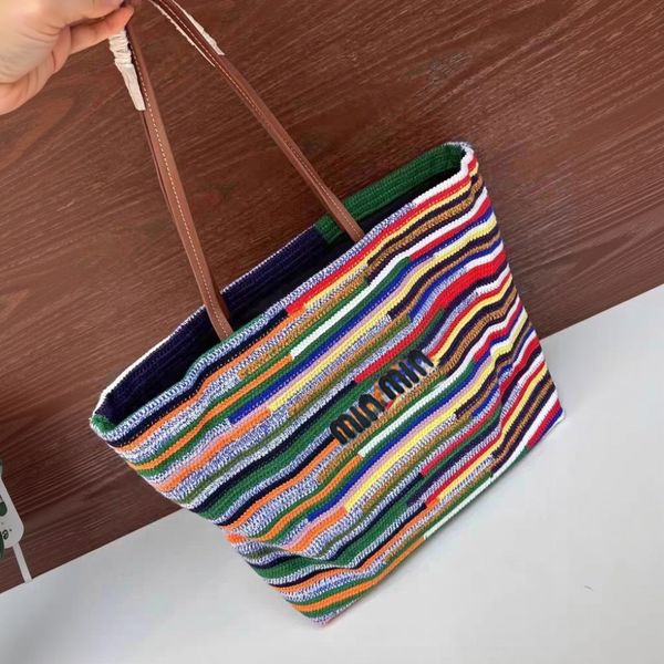 

Designer Bag Luxury Bag Shoulder Handbag Tote Bag Designer 2025 New Beach Bag Front Embroidery Crochet Cotton Tote Colorful Ladies Fashion bag Shopping Bag, #5