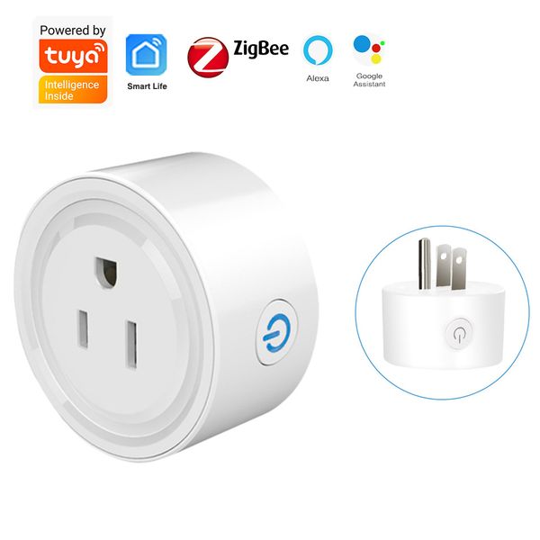US Smart Plug Tuya Zigbee Smart Life App WiFi Outlet Power Socket Compatible with Alexa Google Assistant Energy Monitoring Voice Controlled Remote Control 10A 16A