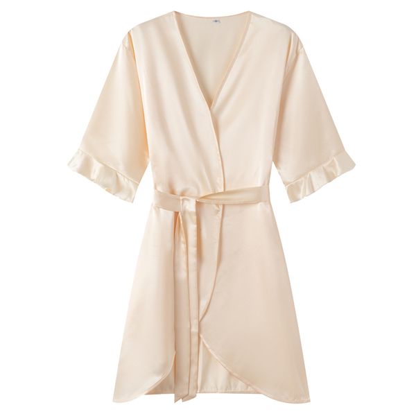 X189-Summer new pajamas women's light luxury lotus leaf sleeve cool short nightgown bathrobe home clothes