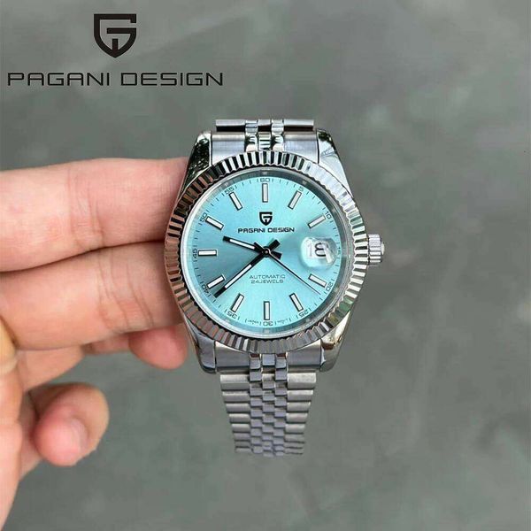 

PAGANI DESIGN 40MM Men Mechanical Watch Top Luxury Japan movement Automatic Watch Sport Stainless Steel Waterproof Men Watches, Silver white
