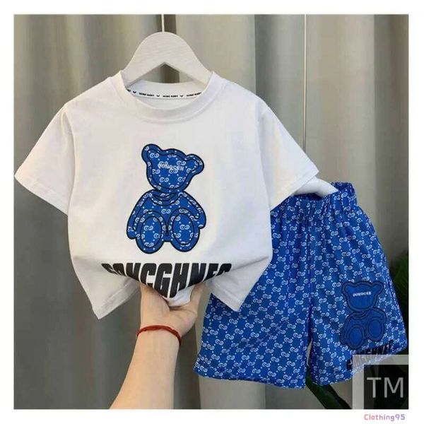 

Clothing Sets Boys Summer Suit 2025 New Cotton Short Sleeve Top Ice Silk Shorts Medium Size Childrens Fashionable Two Piece Set Y250228, Black