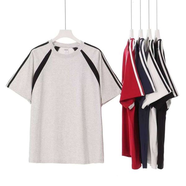 

Color Block 240g 100% Cotton Short Sleeve Fashion Crew Neck Loose T-Shirt t shirts for men Men's Clothing Wholesale, Black