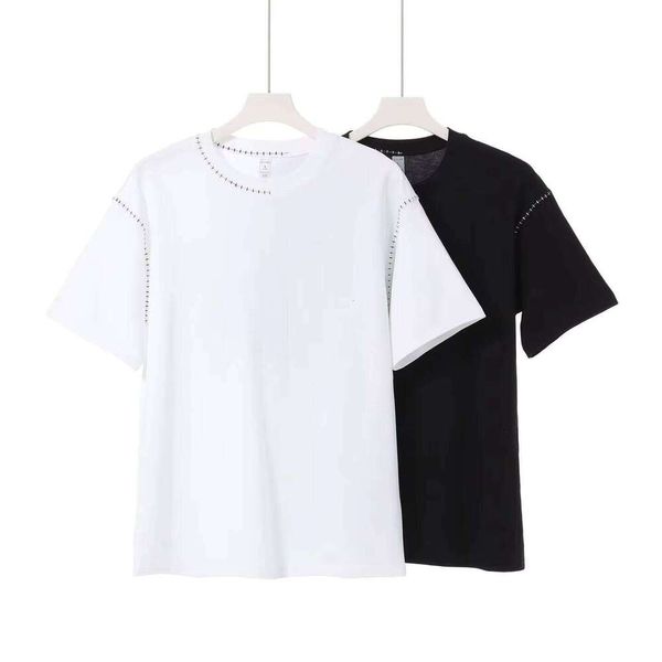 

240g 100% Long-staple Cotton Short-sleeve Round-neck Embroidered Patchwork T-shirt Men's and women's short-sleeved sportswear, couple's sportswear, Black
