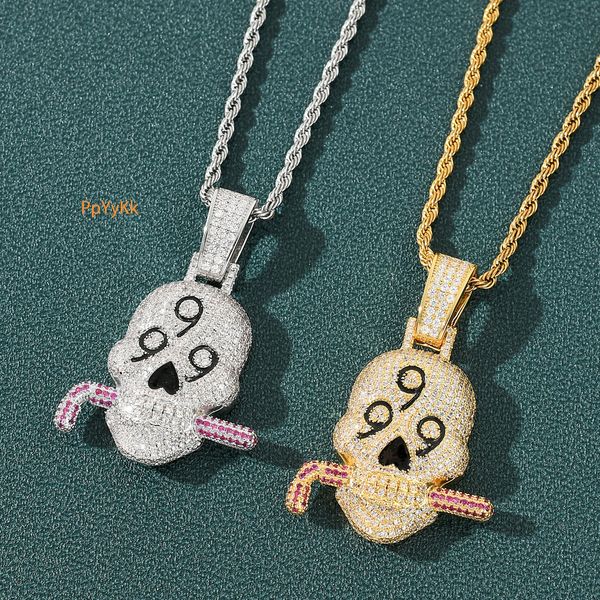 Personalized Trendy Brand Hip Hop 999 Skull Pendant Diamond Studded Fashion Accessory Pass the diamond tester