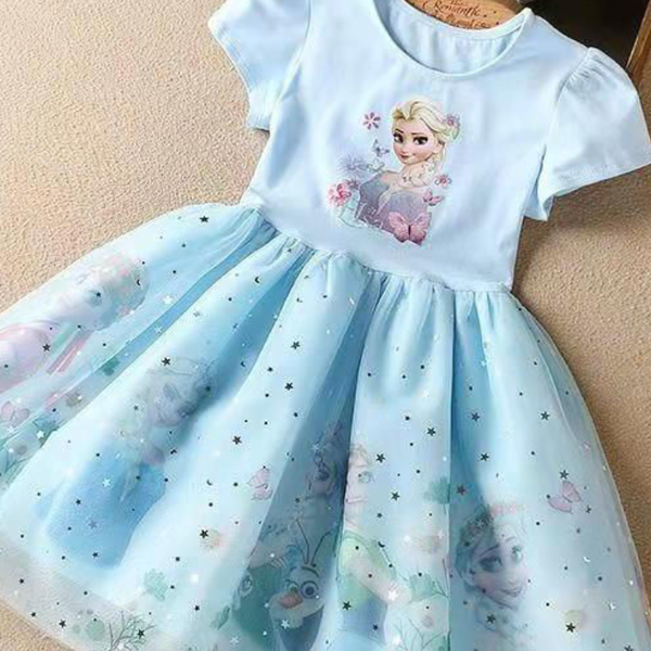 

kids clothes Designer baby designer Frozen Elsa princess Girls' dress Little girl birthday party outfit comfortable and soft., Pink