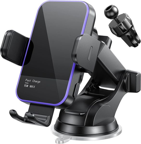 

Wireless Car Charger 15W Auto Clamping Phone Holders for Your car fit for iPhone 16 15 14 Mini Pro Max, Samsung Galaxy S25 Ultra S24 S23+, etc, Fathers