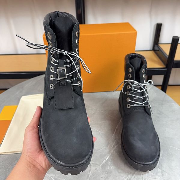 Mens Big Yellow Ankle Knight Boots Emed tongue Womens fashion style waterproof Martin Shoes cowboyboots Rhubarb Military Hiking Outdoor boots 11