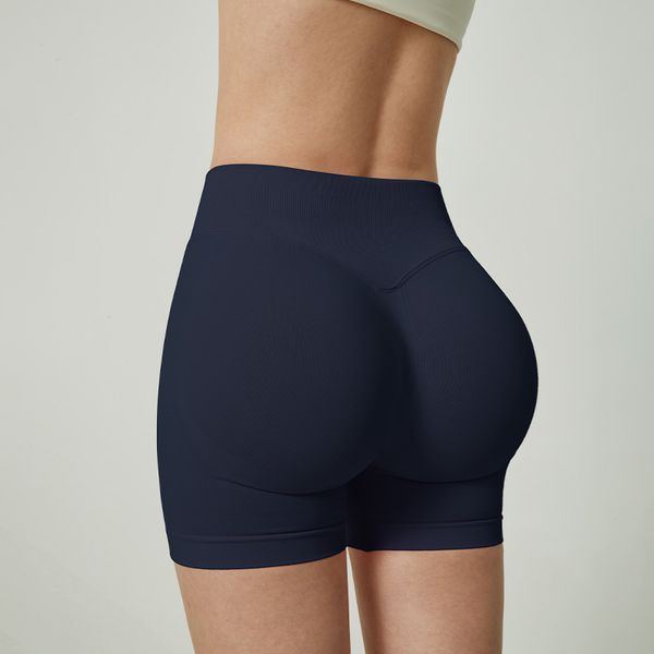 

naked seamless yoga shorts high waisted and cinched fitness pants, Sky blue