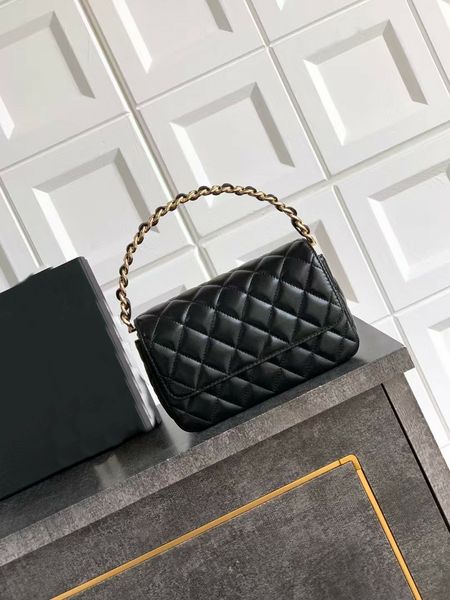 

Designer Shiny Patent Leather Handbags Alloy Hardware Buckle Chains Top Handle Light-Sucking Black Shoulder Bags Women Luxury Evening Purse 458218 Festival Gifts, Blue