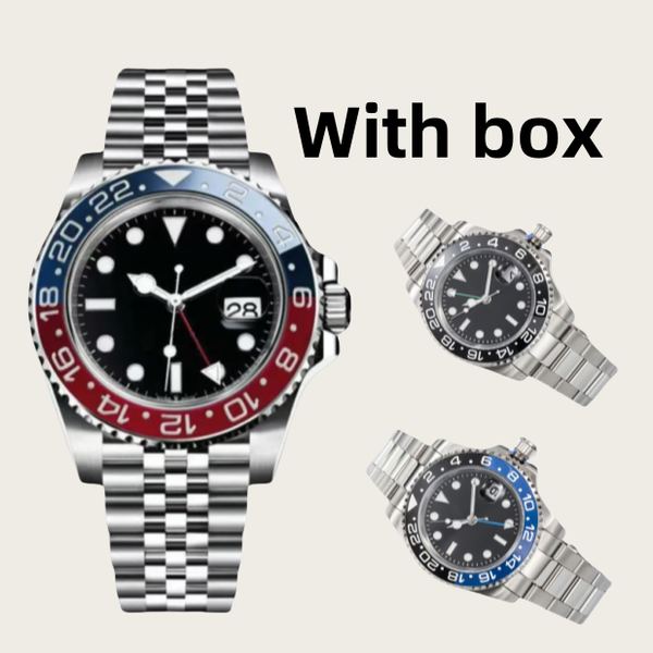 

Mens Watches Automatic Mechanical 40mm Watch 904L Stainless Steel Blue Black Ceramic Sapphire glass Super luminous Mens watch designer Wholesale Super clone watch, Color 8