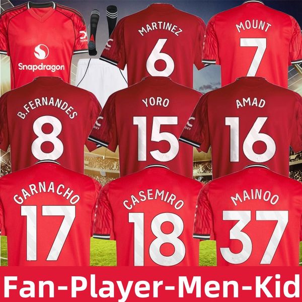 25/26GARNACHO Fan Player version men kid football kits B.FERNANDES Home away 3rd football shirt HOJLUND MARTINEZ CASEMIRO MAINOO MOUNT RASHFORD football jersey