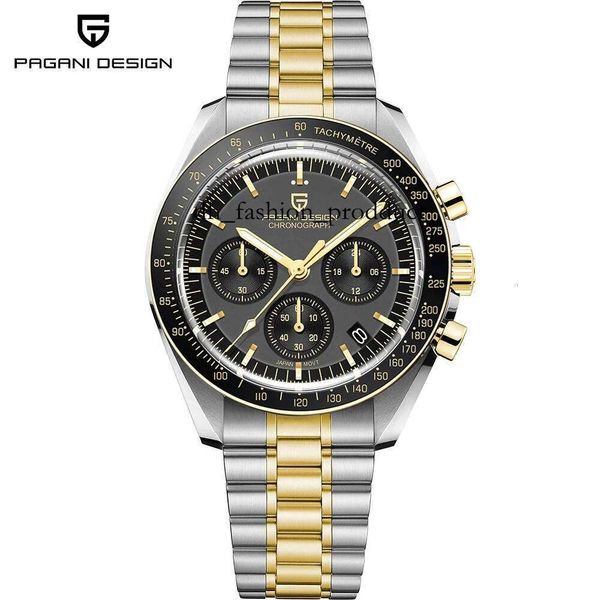 

PAGANI DESIGN 2025 New Moon Watch Retro Luxury Quartz Watches For Men Stainless steel Luminous waterproof Sport Chronograph Man 802, N black