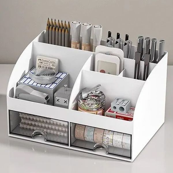 

practical desktop storage box creating a clean office environment, White