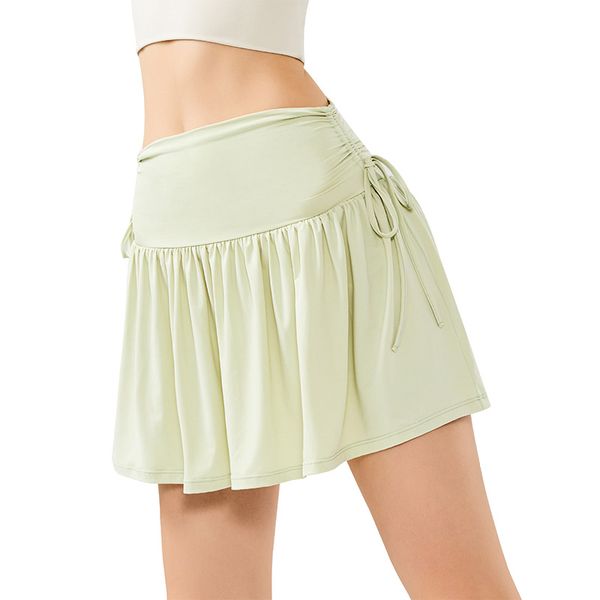 

mint green yoga tennis skirt high waist slimming pleated skirt sports skirt, Black