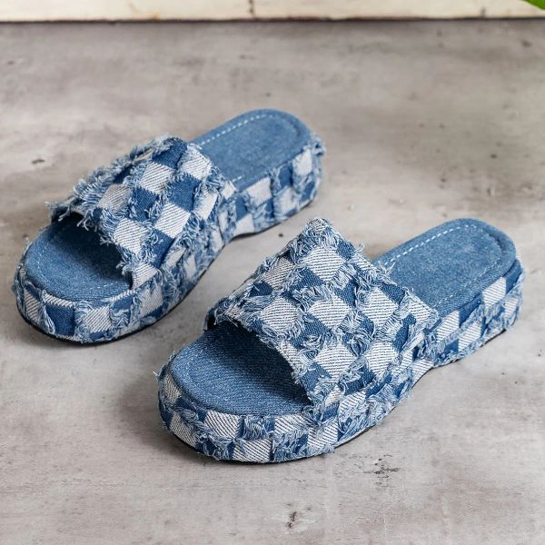

Free Shipping Slippers Designer Sandals for Womens Flip Flops Blue Platform Printing Ladies Sliders Shoes Slipper Woman Outdoor Max001, Color 2