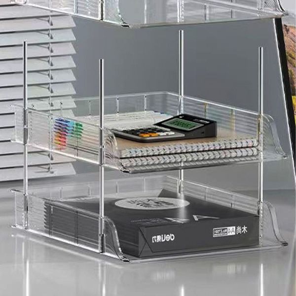 

acrylic threelayer storage rack clear and visible tidy office, Transparent